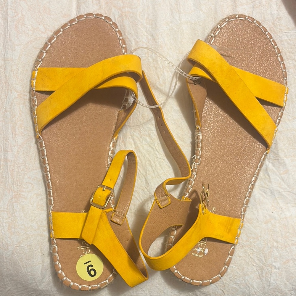 Bella Marie Yellow Sandals with Ankle Strap